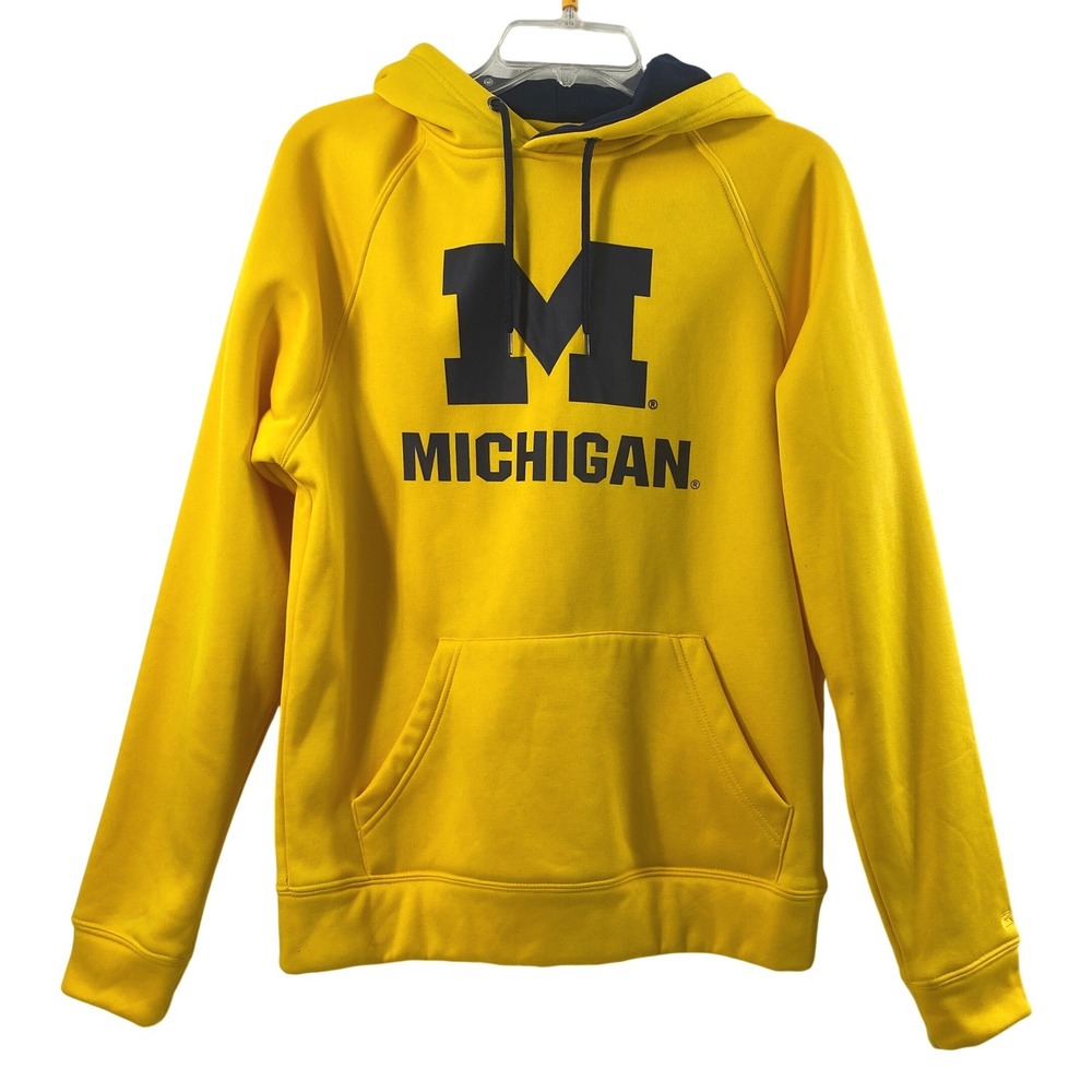 Michigan Wolverines Hoodie Men Small Colosseum Yellow Navy Blue NCAA Fan College